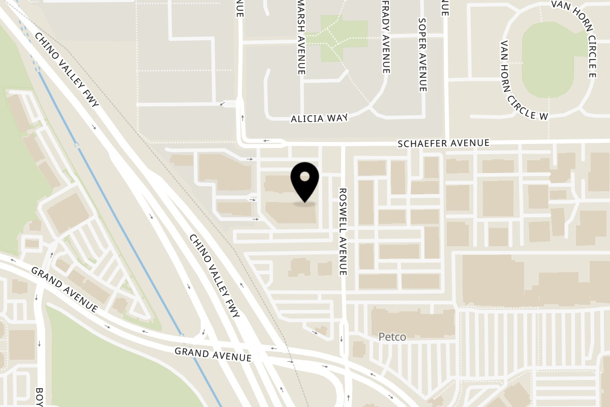 Map showing the location of Wara Cafe on 13788 Roswell Ave #188 in Chino